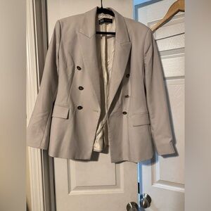 Zara Cream Structured Blazer with Notched Lapels